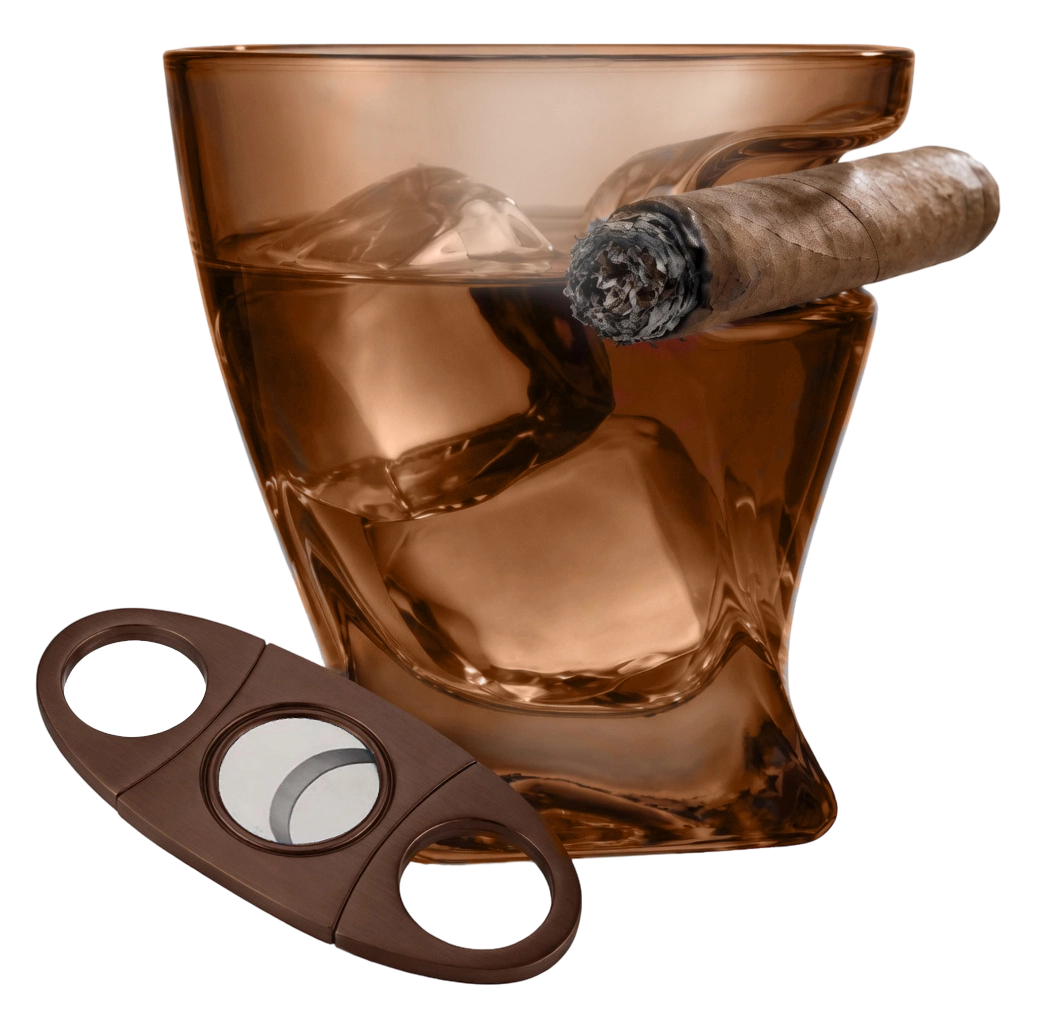 Brown Luxury Whiskey Glass Set with Cigar