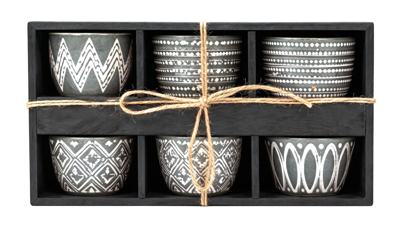 Midnight Geometric Ceramic Cup Gift Set