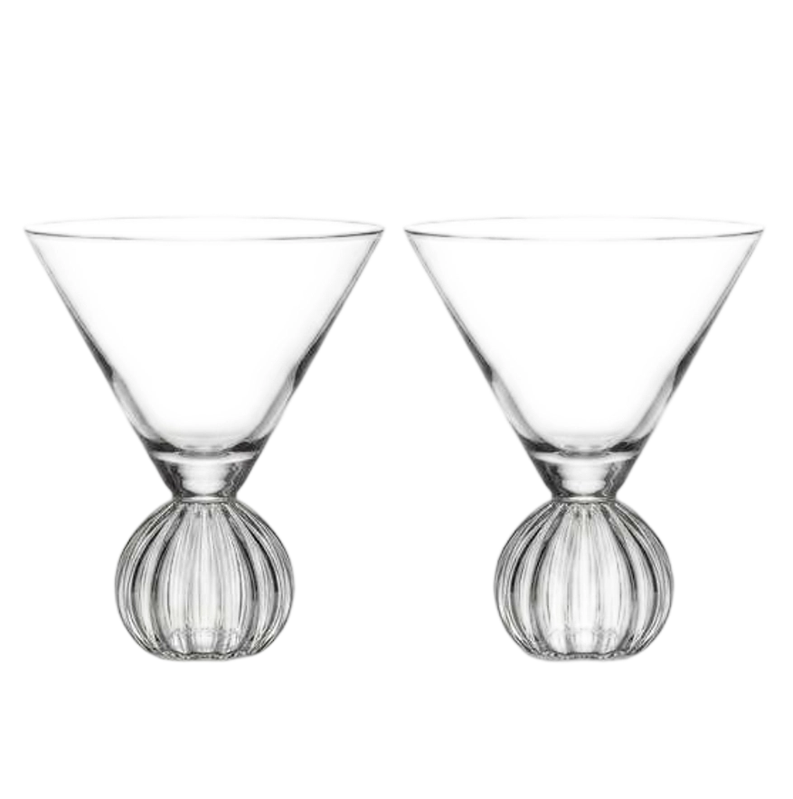 Ribbed Globe Martini Glass Set